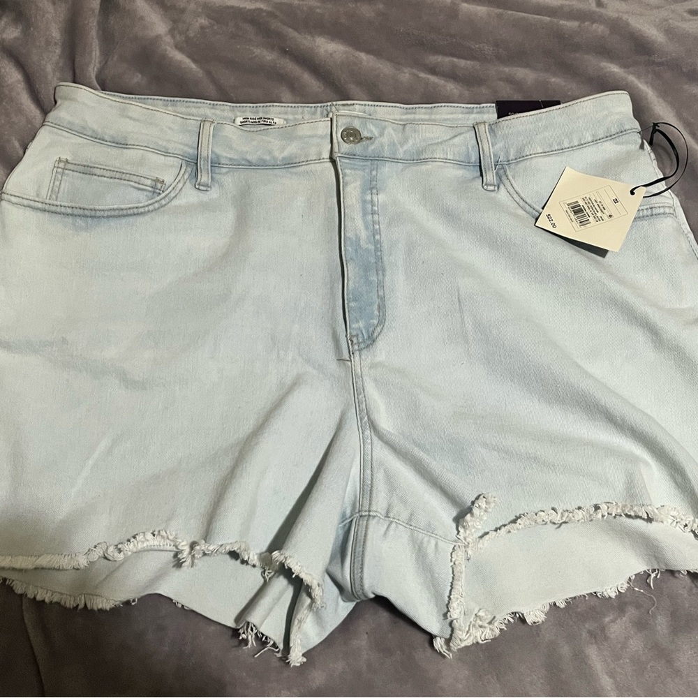 Ava & Viv Blue Jean Shorts with Distressed Hem